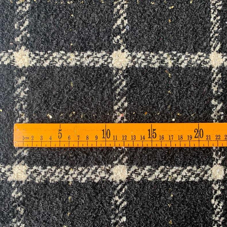 Plaid Tweed Fabric, 3 Colors for Dresses, Jackets & Decor - Black