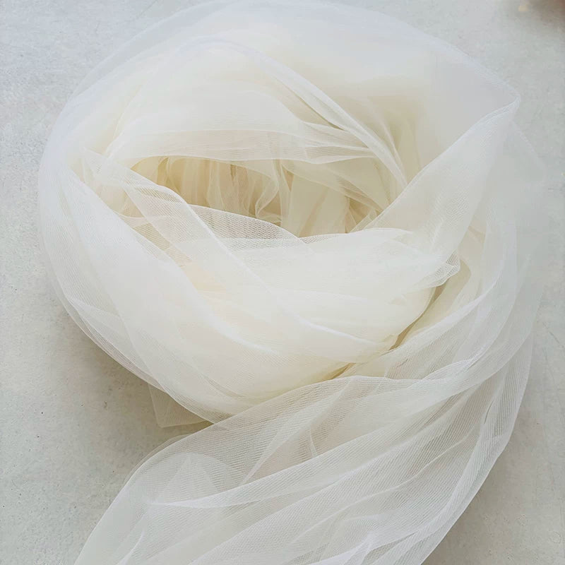 Lightweight Sheer Polyester Tulle Fabric, Soft Netting - Off White