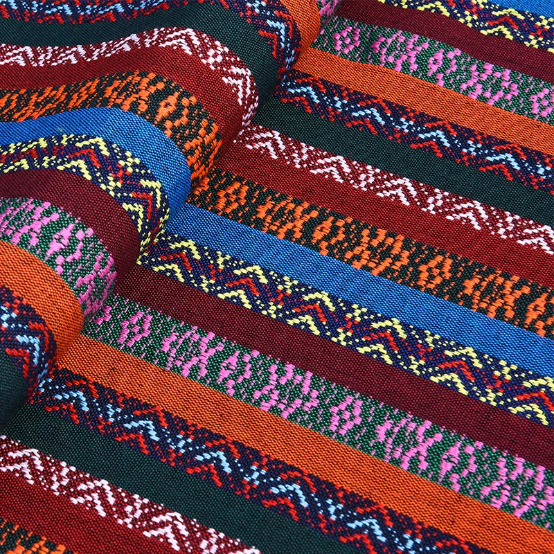 Ethnic Cotton Linen Tablecloth Fabric, Vintage Woven for Home Decor - 39#
