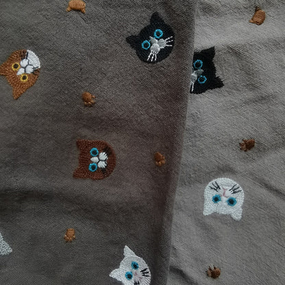 Cat 3D Embroidery Fabric, for Toys & Apparel, 49 in Wide