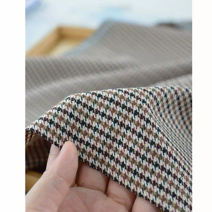 Vintage Houndstooth Stretch TR Suiting Fabric, Wrinkle-Resistant Cloth for Pants & Coats