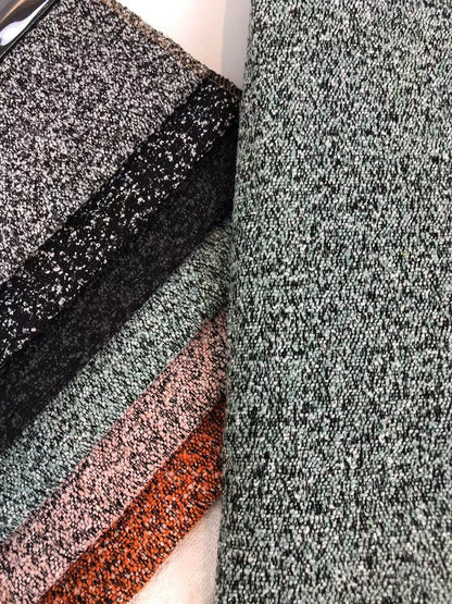 Boucle Loop-Yarn Polyester Fabric, Textured Solid Cloth for Upholstery & DIY - Light Green