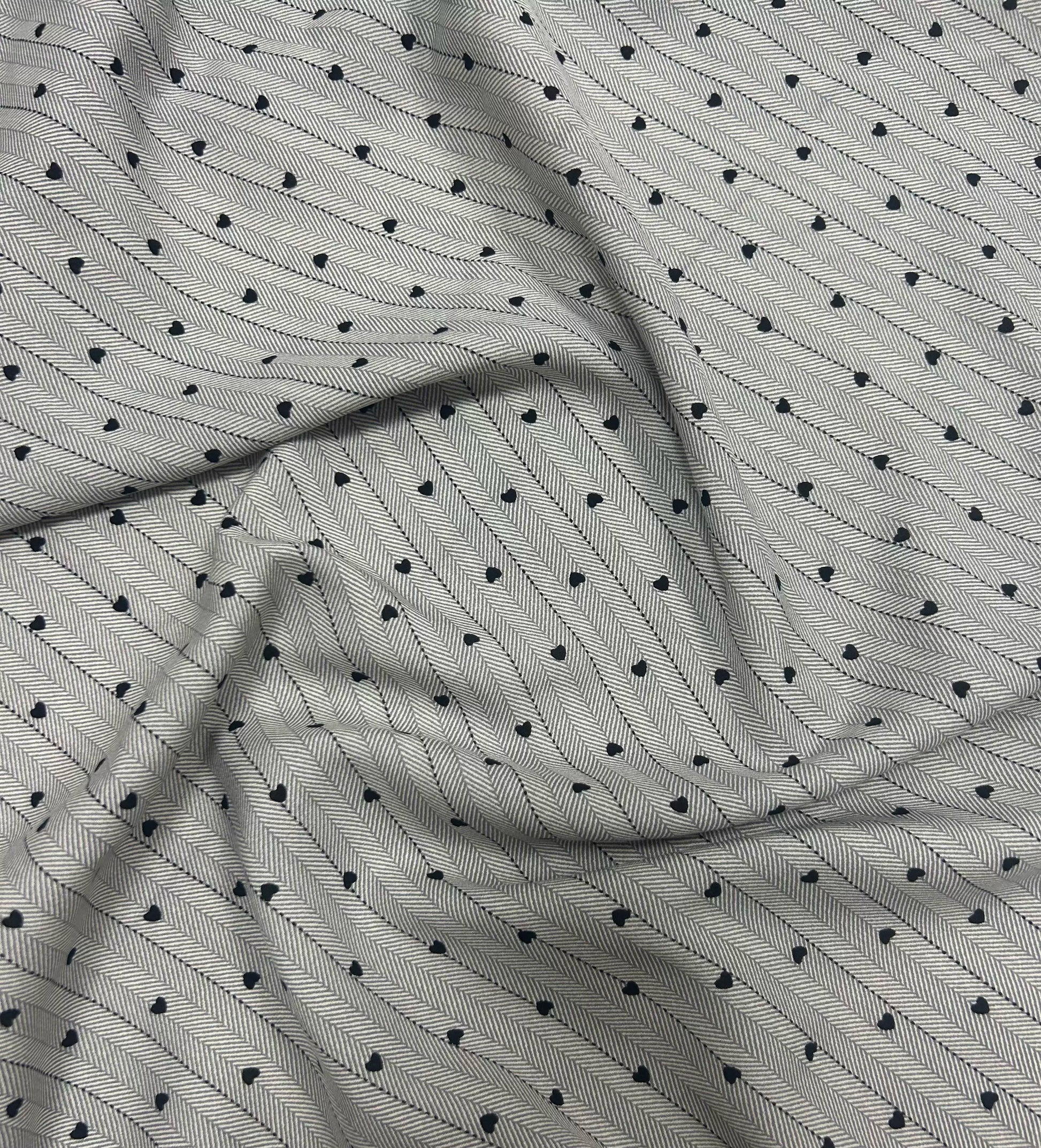 Rayon Fabric, Retro Heart Print, for Dresses & Pants