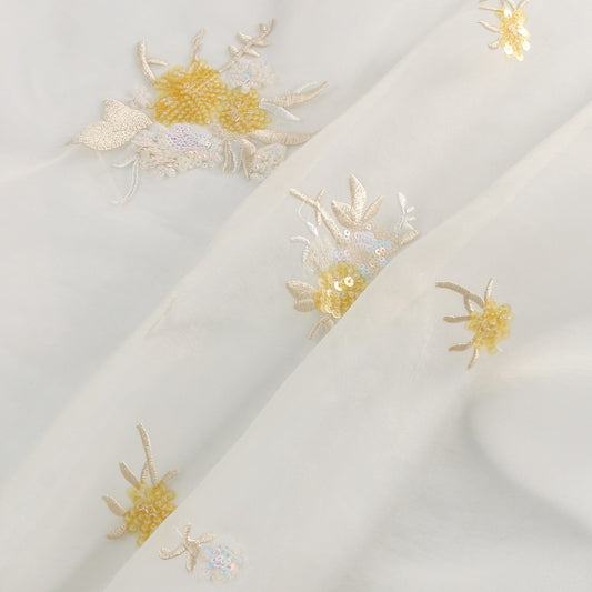 Gold Embroidery Fabric, Chinese Style for Hanfu, 57 in Wide