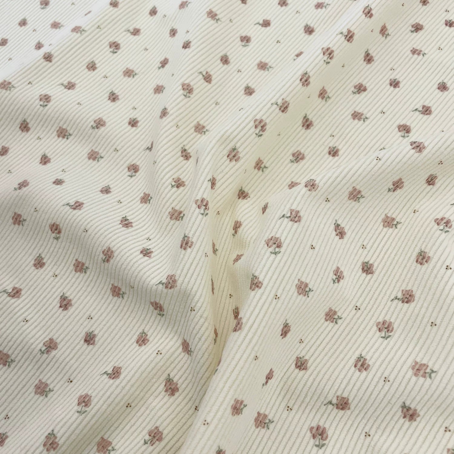 Printed Cotton Corduroy Fabric, for Dresses & Cushions - Corduroy Wild Rose