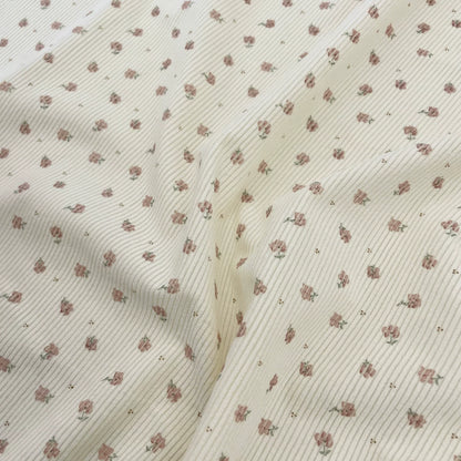 Printed Cotton Corduroy Fabric, for Dresses & Cushions - Corduroy Wild Rose