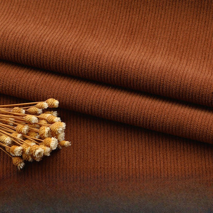 Fine Wale Corduroy Fabric, 16-Wale Solid Cloth for Upholstery & Apparel - Caramel