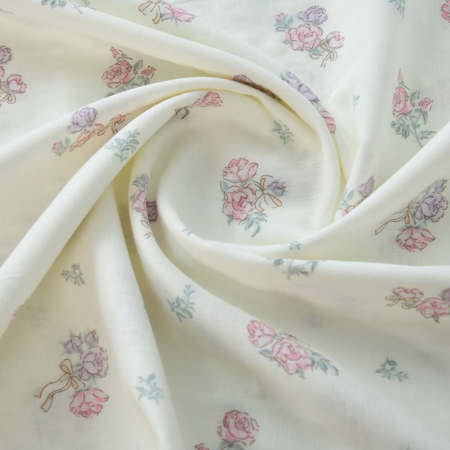 Floral Double Gauze Cotton Fabric - Home Decor & Apparel by the Yard - Jasmine Floating Light