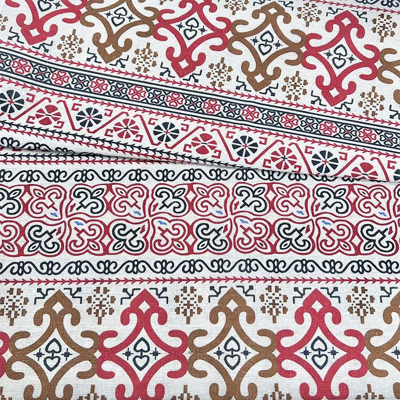 Ethnic Style Tablecloth Fabric, Linen-look Cloth for Dining & Home Decor - Ethnic Knot