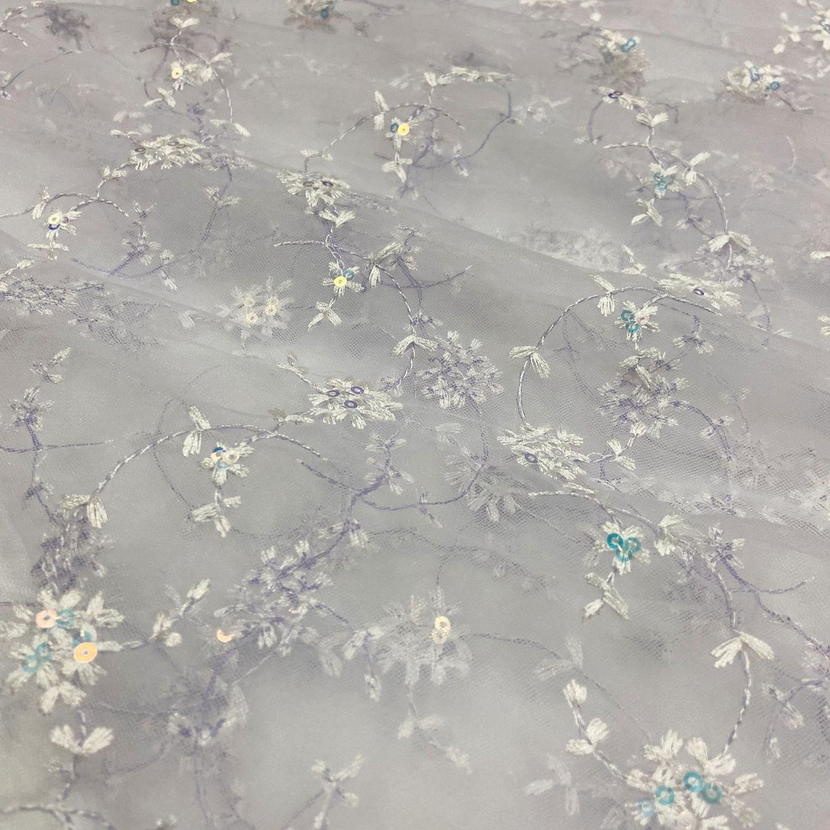Embroidered Sequin Mesh, Floral, 51 in Wide