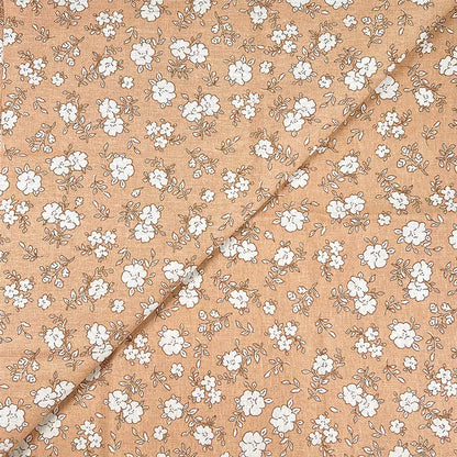 Vintage Floral Cotton Linen Fabric for Tablecloths & Sofa Covers - Red Plum Branch