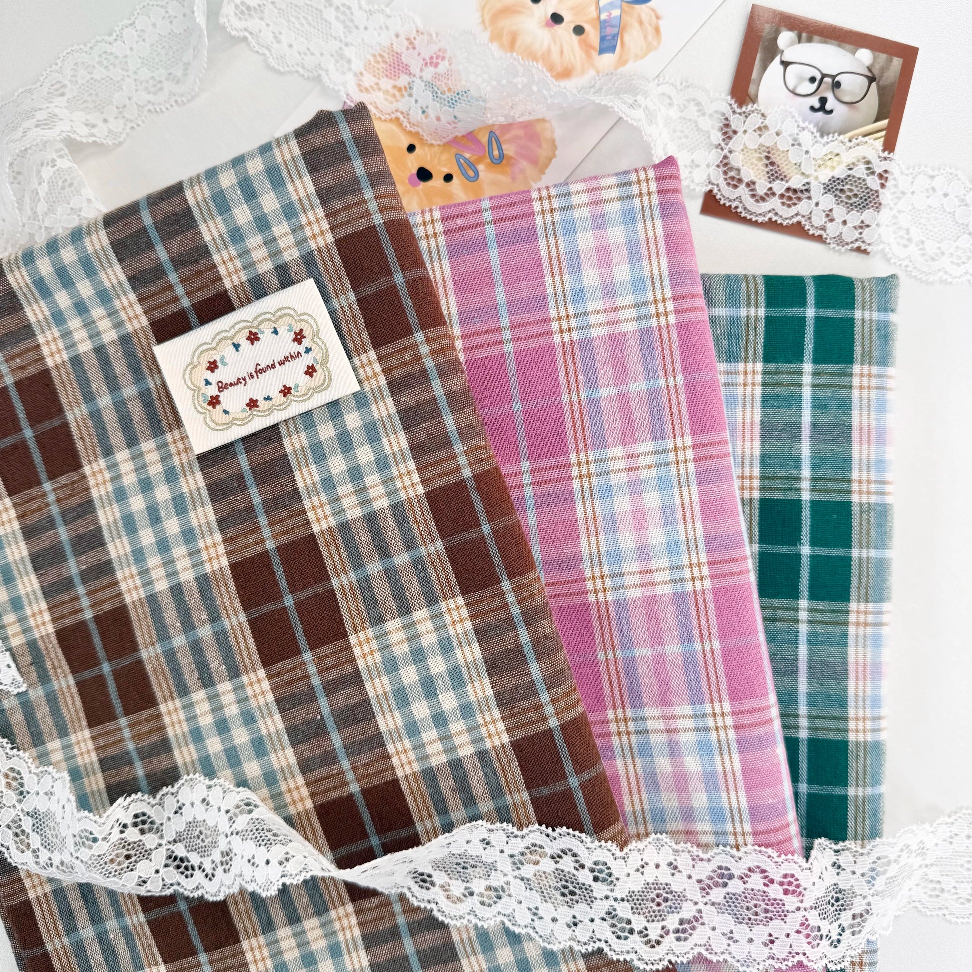 Yarn-Dyed Cotton Plaid Fabric, Korean Style, for Garments, Bags & Scrunchies