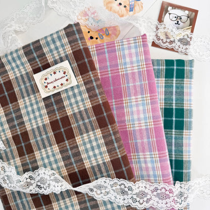 Yarn-Dyed Cotton Plaid Fabric, Korean Style, for Garments, Bags & Scrunchies