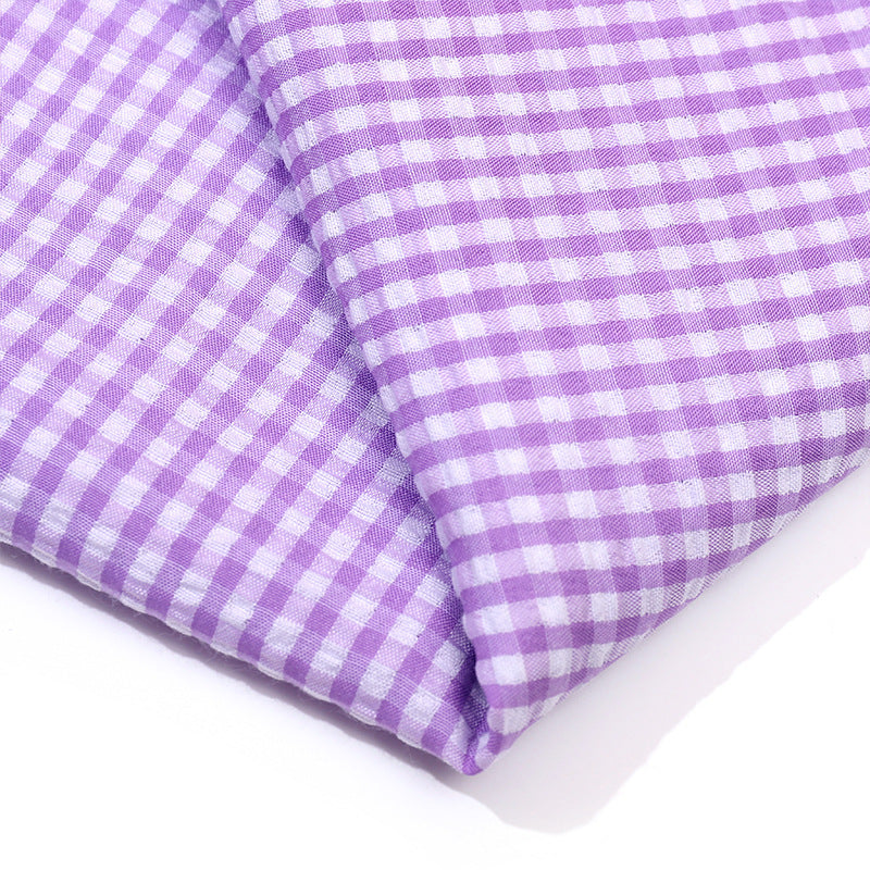 Check Seersucker Fabric By The Yard | 3 Colors, 59" Wide for Shirts & Dresses - Blue