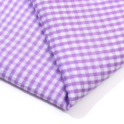 Check Seersucker Fabric By The Yard | 3 Colors, 59" Wide for Shirts & Dresses - Blue