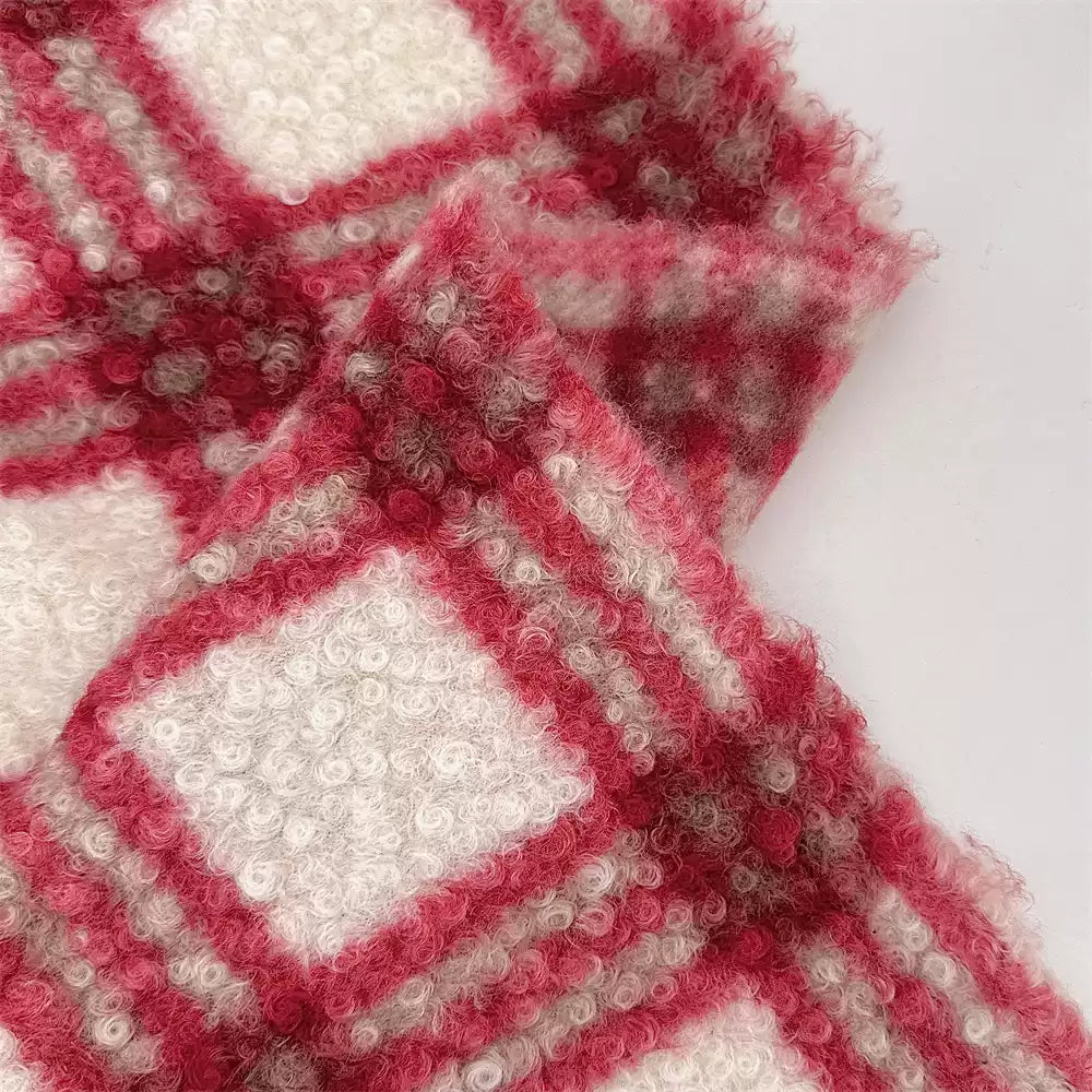 Plush Lamb Fleece Check Fabric, for Blankets & Throws