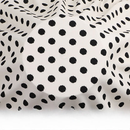 Rayon Polka Dot Fabric, Soft Challis Cloth for Dresses & Sleepwear - Beige Pom-pom