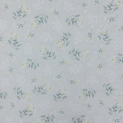 Cotton Double Gauze Fabric, Small Floral & Bow Prints (6) - White Large Flower