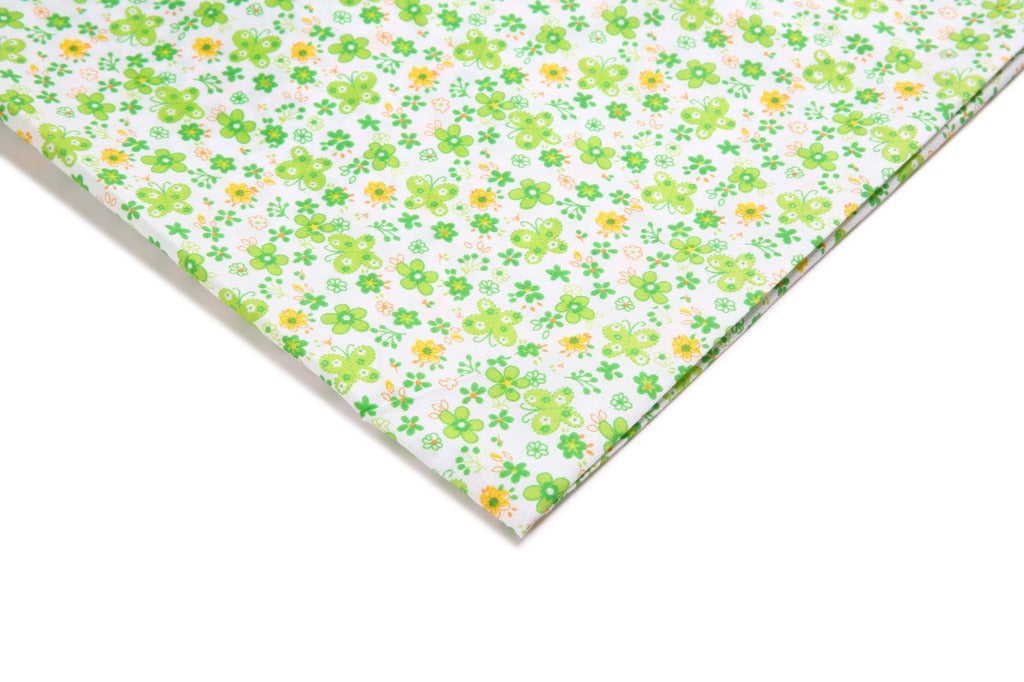 Polyester Butterfly Floral Fabric, for Bags & Picnic Crafts - Green