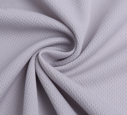 Moisture-Wicking Birdseye Polyester Knit Fabric, 4-Way Stretch - Light Grey & Grey