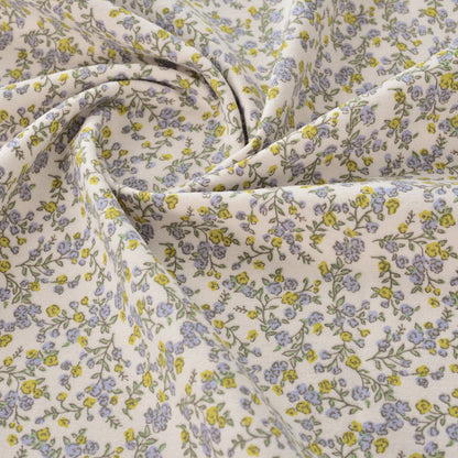 Floral Brushed Cotton Fabric - Dress & Home Decor by the Yard - Beige Green Yellow Branch