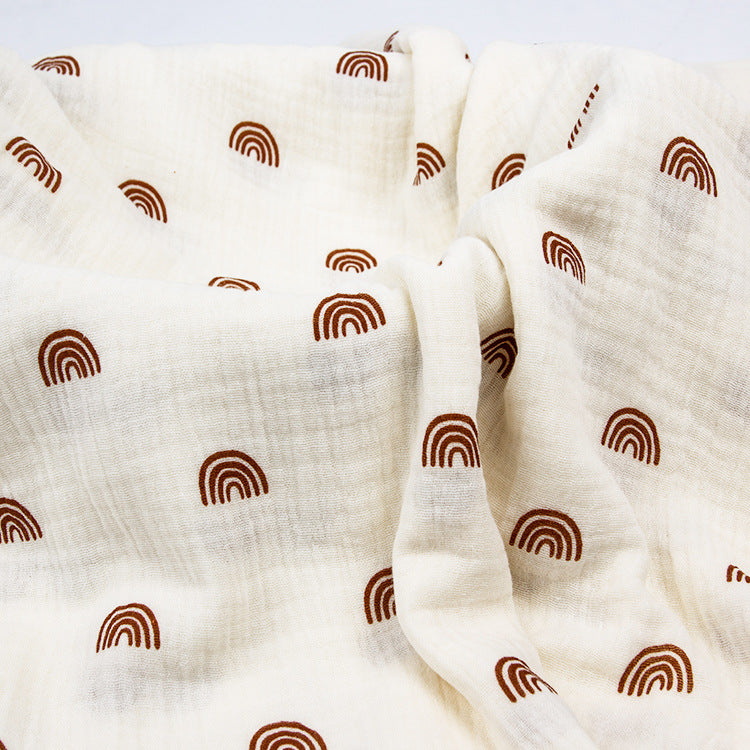 Double Gauze Cotton Muslin, Baby Print Cloth for Bibs & Sleepwear - Coffee Rainbow
