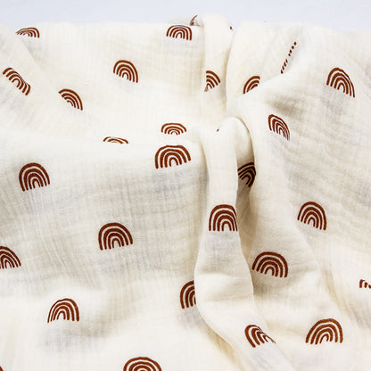 Double Gauze Cotton Muslin, Baby Print Cloth for Bibs & Sleepwear - Coffee Rainbow