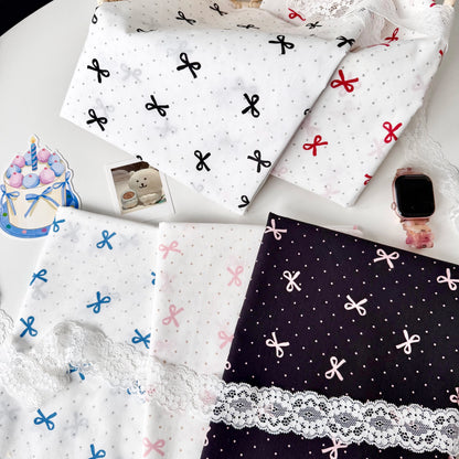 Cotton Fabric, Bow & Polka Dot Prints, for Homewear, Dollwear & Scrunchies