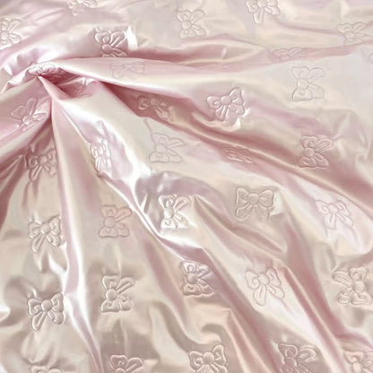 Quilted Padded Fabric, Heart & Bow for Apparel, 51 in Wide