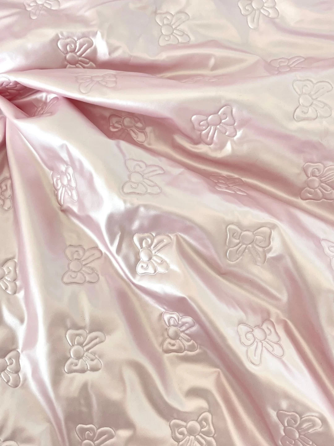 Quilted Padded Fabric, Heart & Bow for Apparel, 51 in Wide
