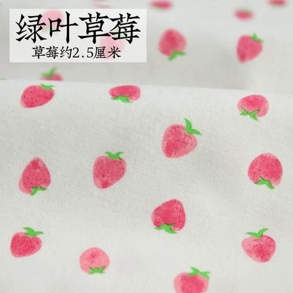 Brushed Cotton Flannel Fabric, Kids Prints, for Kids' Wear, Pajamas & DIY - Green Leaf Strawberry
