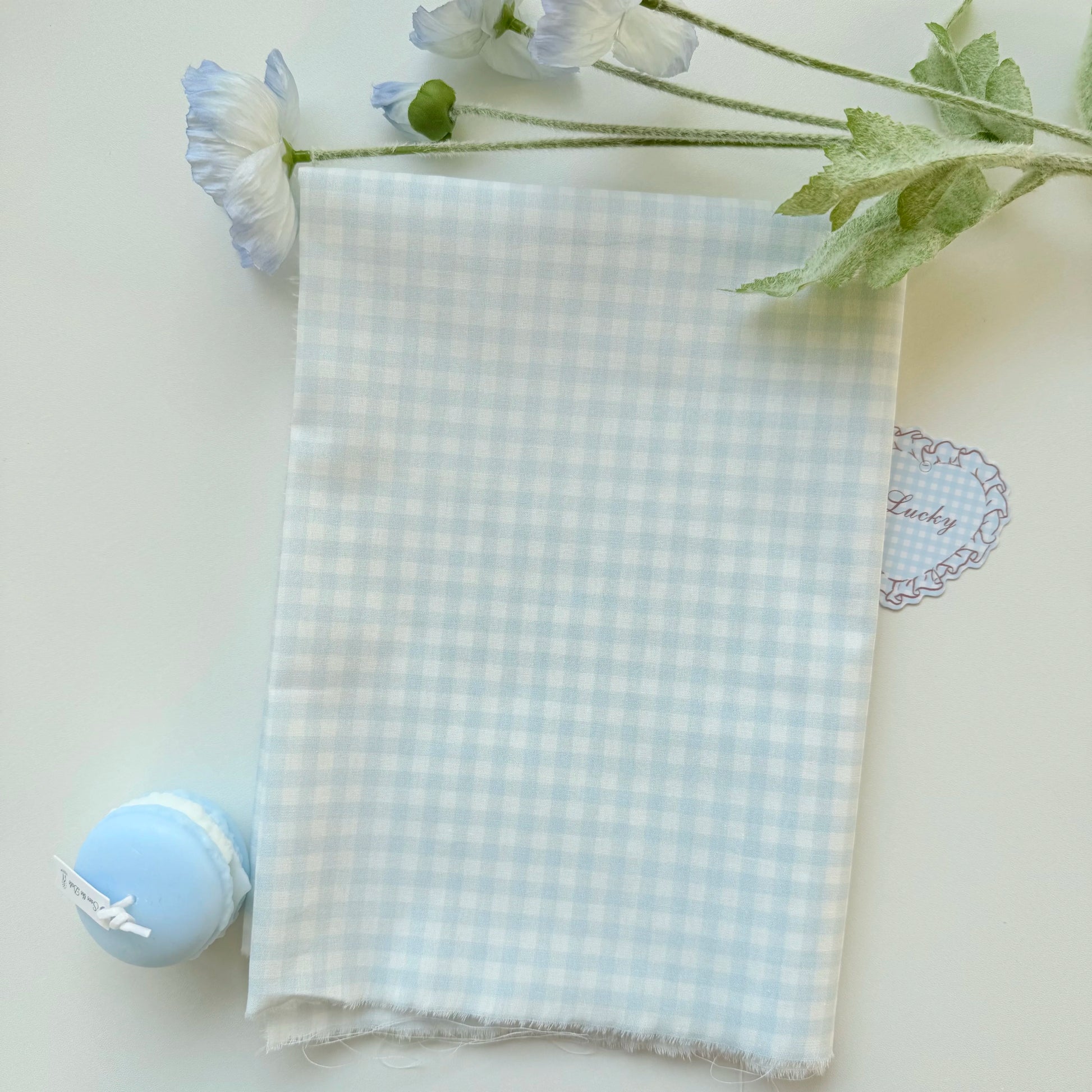 Cotton Gingham Fabric, Fine Mini Check, for Tablecloths, Dollwear & Scrunchies - Blue