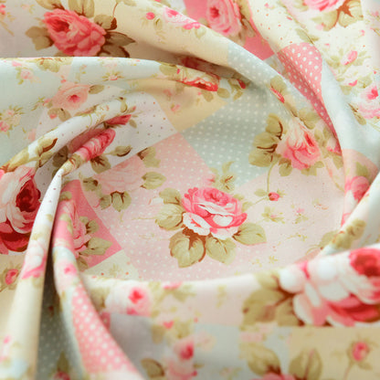 Floral Poplin Cotton Fabric - Shirt & Dress by the Yard - Clear Moon Silk