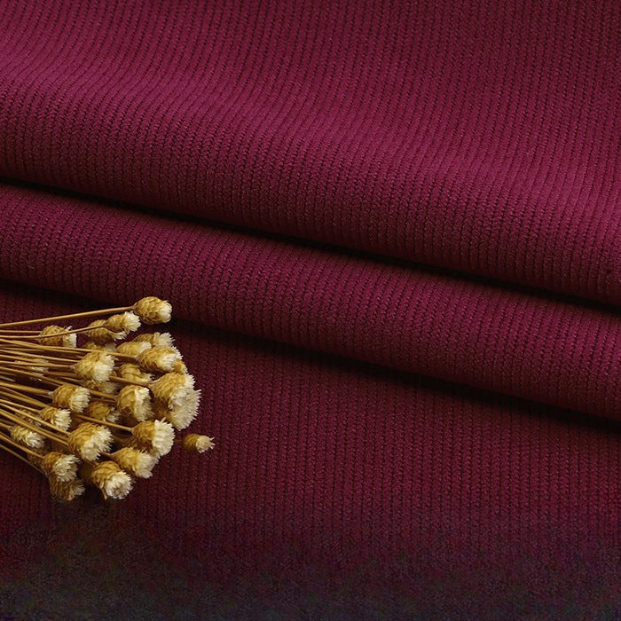 Fine Wale Corduroy Fabric, 16-Wale Solid Cloth for Upholstery & Apparel - Wine Red
