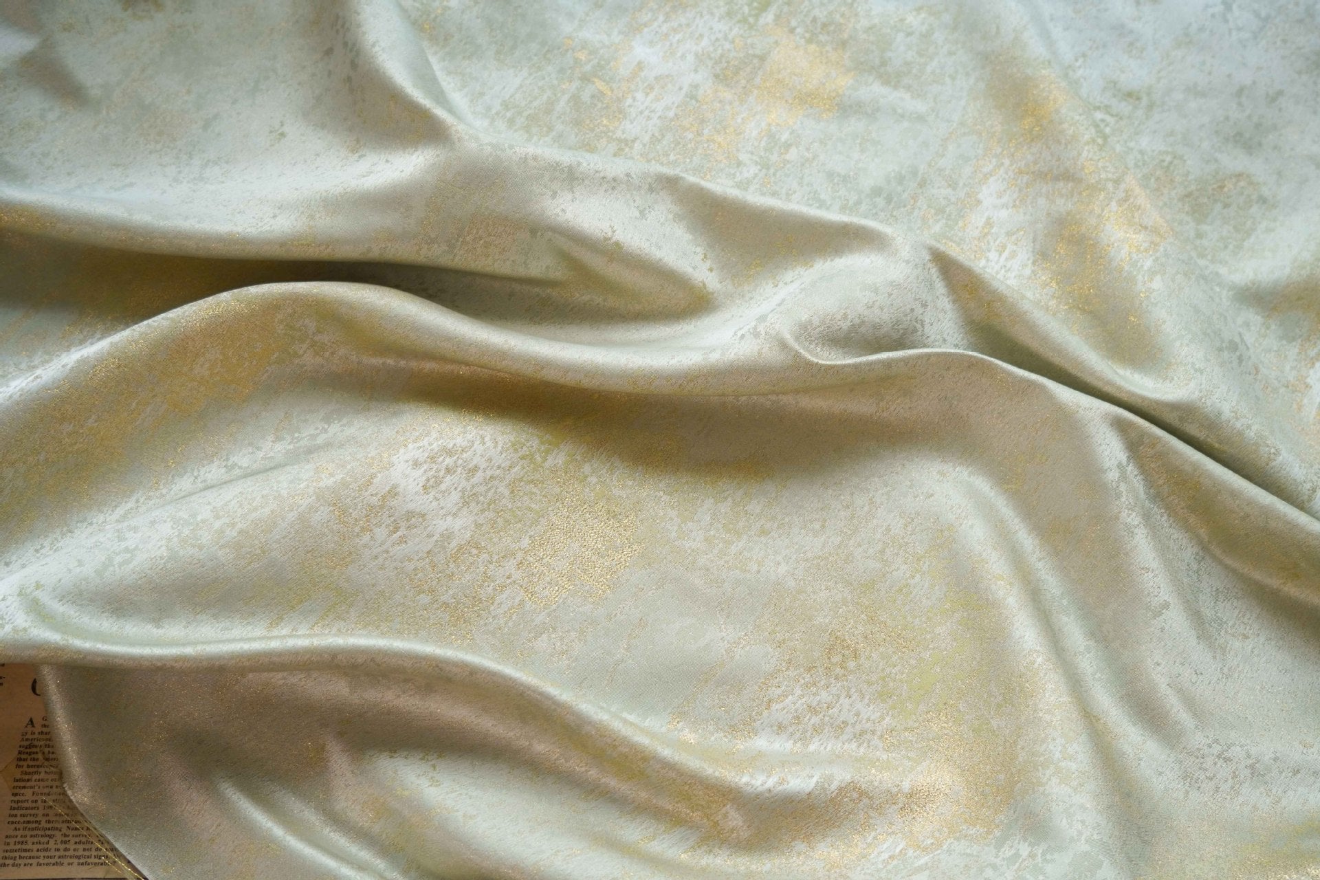 Gold Metallic Yarn Jacquard Fabric - Apparel & Decor by the Yard - Light Green