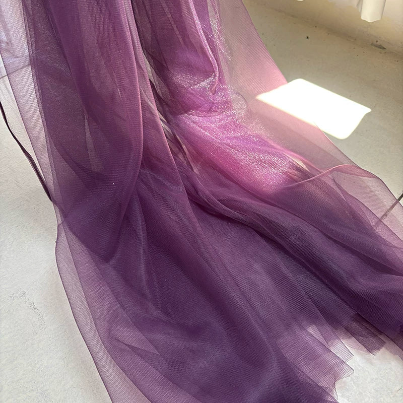 Lightweight Sheer Polyester Tulle Fabric, Soft Netting - Grape