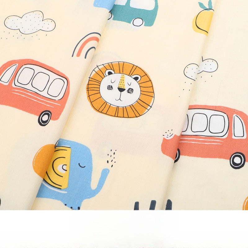 Baby Cartoon Print Cotton Twill Fabric, Cute Kids Cloth for Bedding & Apparel - Lion Car