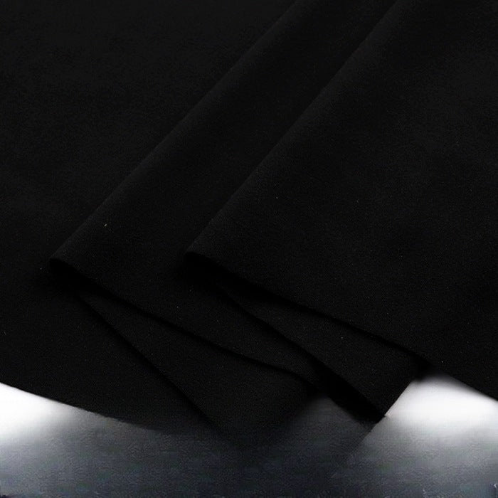 Double-Brushed Stretch Knit Fabric, Warm Cationic Polyester for Thermal Wear - Black