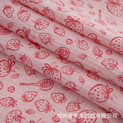Double Gauze Fabric, Cotton Plaid & Dots (14 Prints) - Line Strawberry