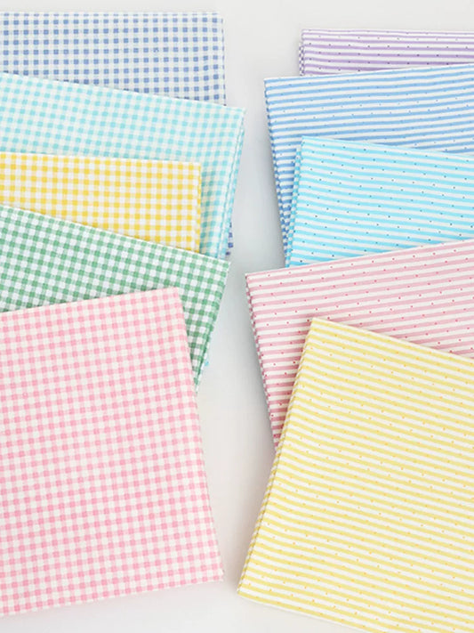 Cotton Fabric, Plaid Stripe & Polka Prints, for Bedding, Tablecloths & Garments