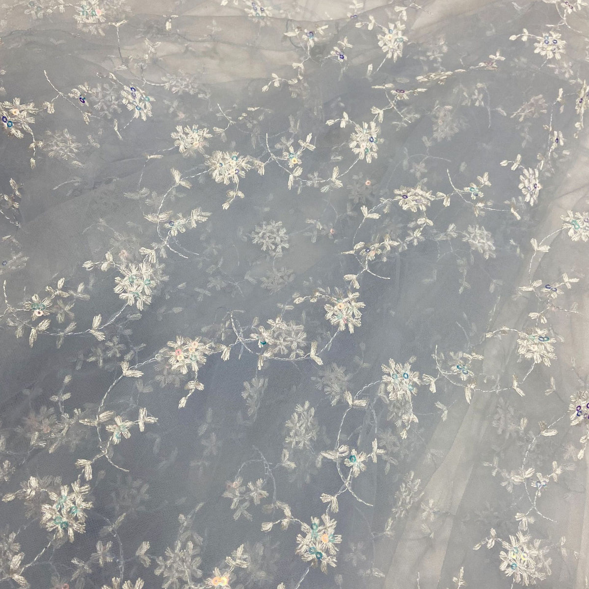 Embroidered Sequin Mesh, Floral, 51 in Wide