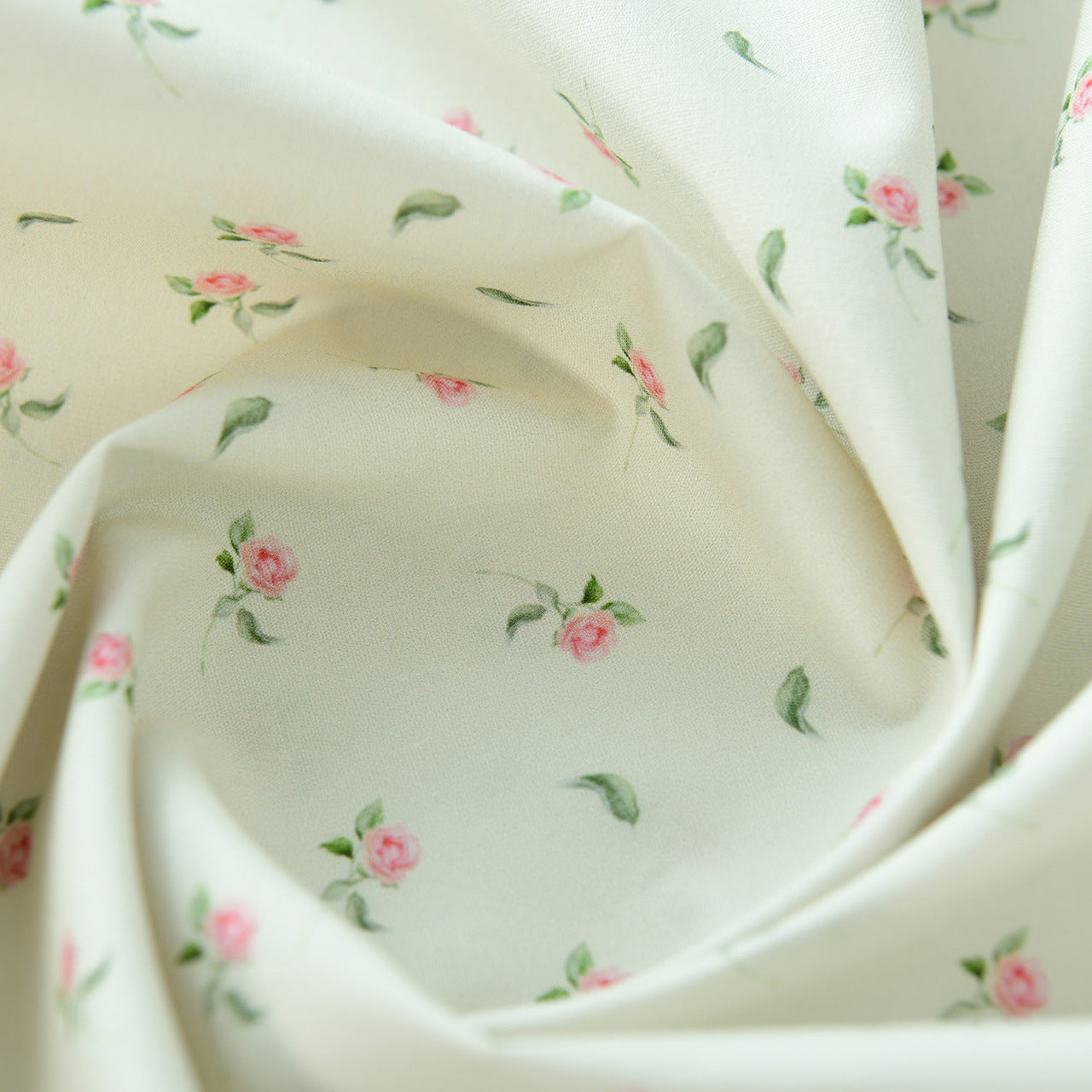 Floral Poplin Cotton Fabric - Shirt & Dress by the Yard - Flowing Cloud Dew