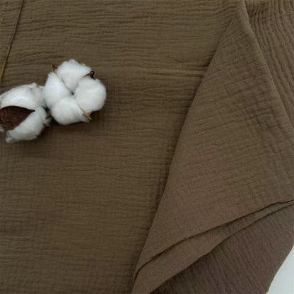Double-Layer Cotton Gauze Fabric, Soft Crinkle Woven for Loungewear - Dark Coffee 85#