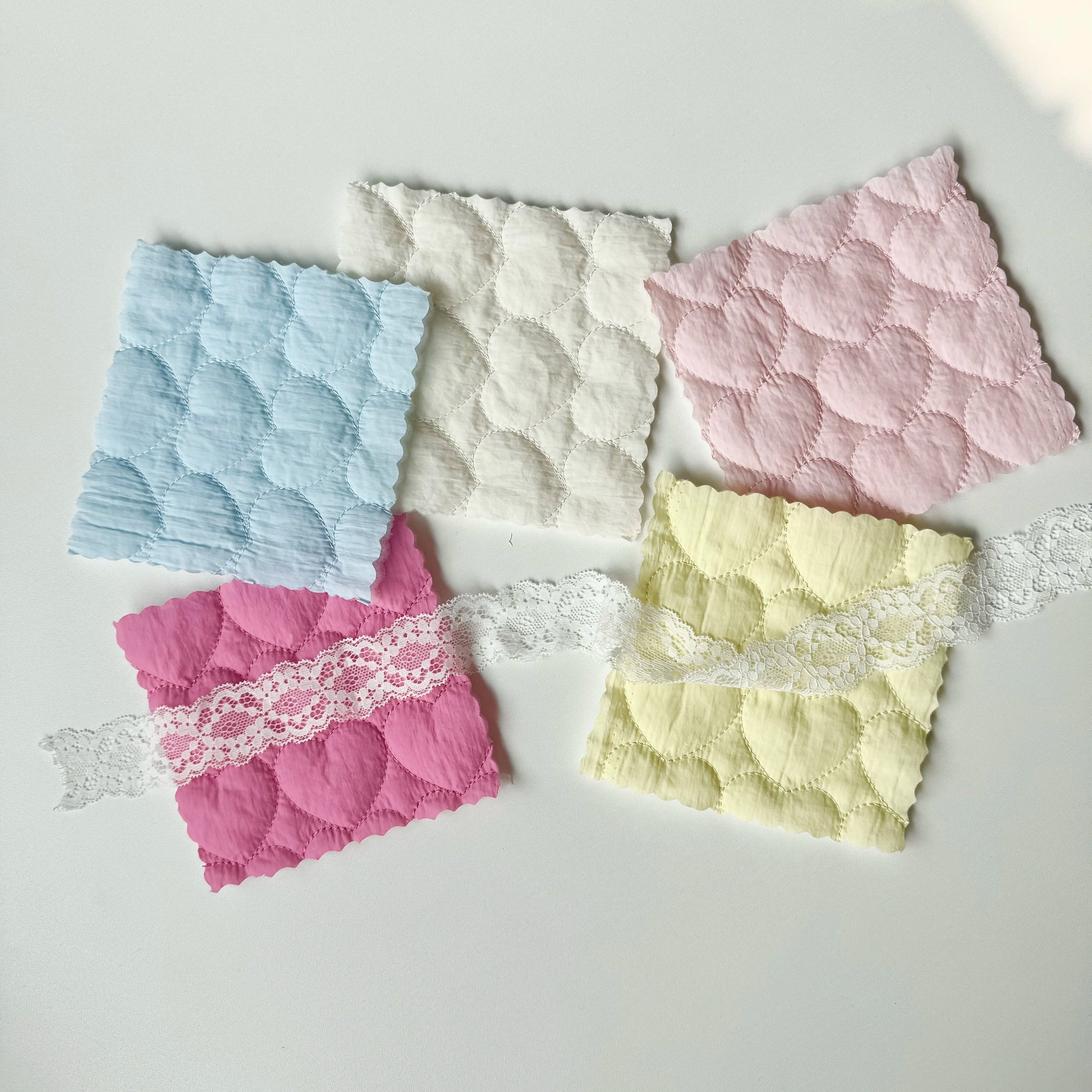Nylon Quilted Puffer Fabric, Candy Hearts, for Coats, Bags & Cushions