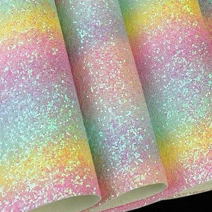 Rainbow Gradient Glitter Fabric By The Yard | 1 Color, 54" Wide for DIY Craft & Party Decor