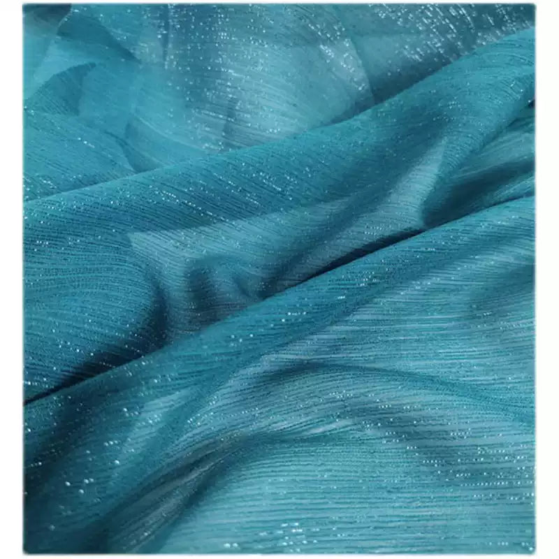 Crinkle Chiffon Fabric with Metallic Shimmer for Hanfu, Dresses & Curtains