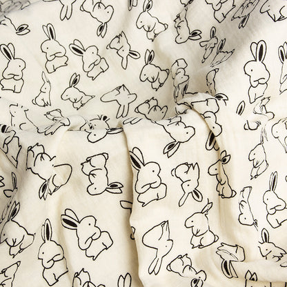 Double Gauze Cotton Fabric - Crinkle Texture Apparel & Craft by the Yard - Black Bunny