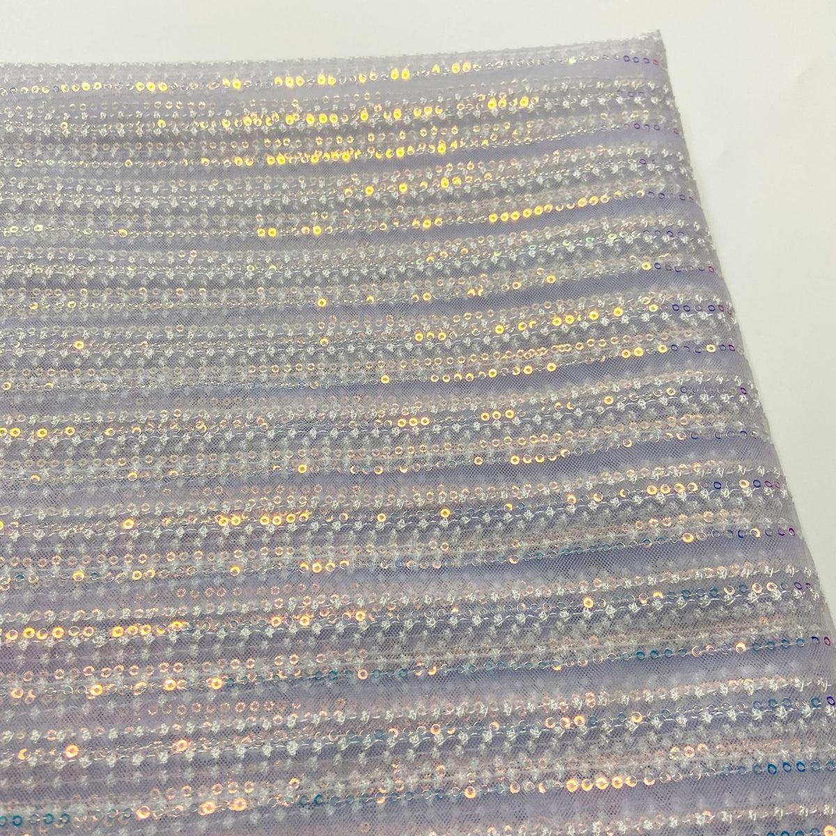 Sequin Mesh Fabric, Iridescent Stripe, 53 in Wide - Purple