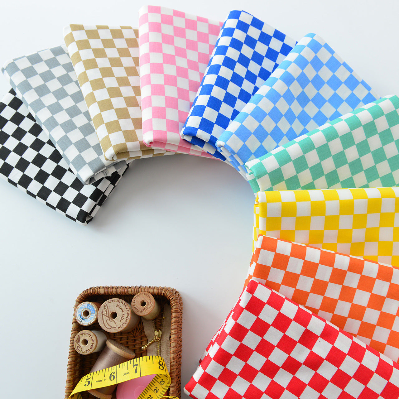Plaid Cotton Fabric, Gingham Check Cloth for DIY & Bedding