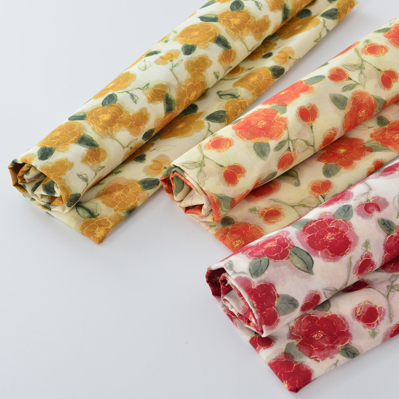 Gold Thread Floral Cotton Fabric - Dress Apparel by the Yard